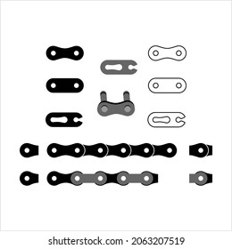 Bike Chain Icon, Roller Chain Icon, Bicycle Chain Icon Vector Art Illustration