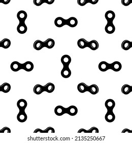 Bike Chain Icon Seamless Pattern, Drive Wheel Roller Chain Vector Art Illustration