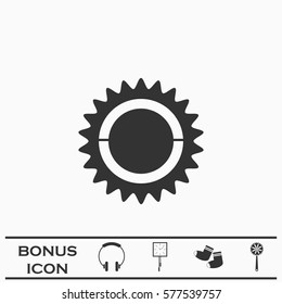 Bike chainring, chainwheel icon flat. Black pictogram on white background. Vector illustration symbol and bonus button