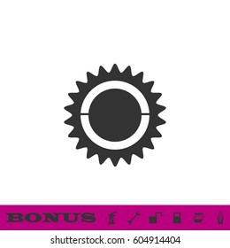 Bike chainring, chainwheel icon flat. Black pictogram on white background. Vector illustration symbol and bonus button