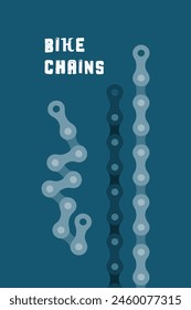 Ilustración vectorial de cadenas de bicicleta, componentes de bicicleta.