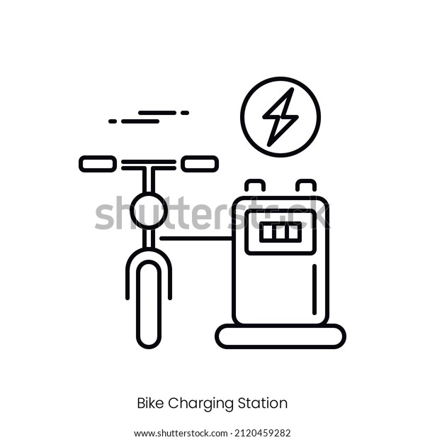 bike charging station icon. Outline style icon\
design isolated on white\
background