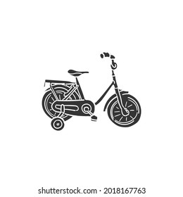 Bike Children Icon Silhouette Illustration. Kids Toy Vector Graphic Pictogram Symbol Clip Art. Doodle Sketch Black Sign.