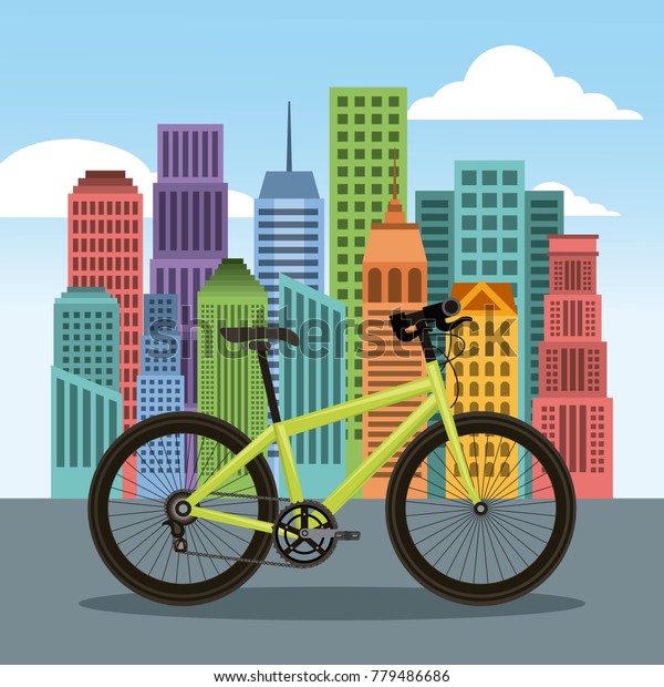 bike and city building\
town landscape