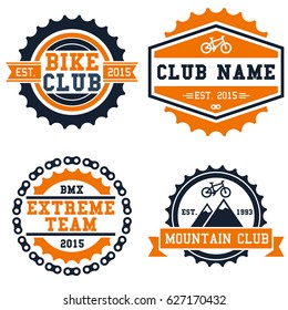 Bike Club Logo Badge Set Isolated In White Background