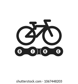 Bike Club Vector Emblem. Black Monochrome Bike Icon. Bicycle Path Sign, Symbol. Bike Chain Vector Link.