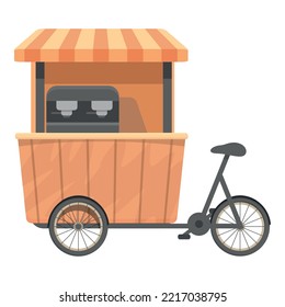 Bike Coffee Shop Icon Cartoon Vector. Street Market. Food Cafe