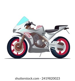 Bike of colorful set. This eye-catching image effortlessly combines intricate design with a touch of cartoon whimsy, resulting in captivating scene featuring a retro motorbike. Vector illustration.