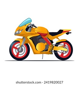 Bike of colorful set. This great illustration of expert retro motorcycle design is combined with a playful cartoon style on a pure white background. Vector illustration.