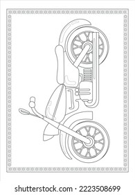 bike coloring page for kids art line 