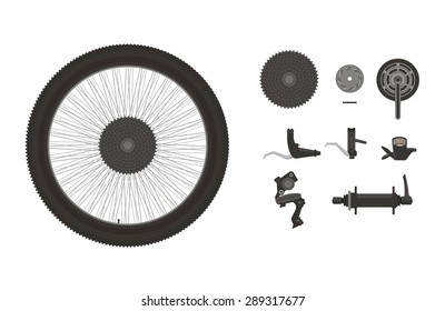 bike components icon set