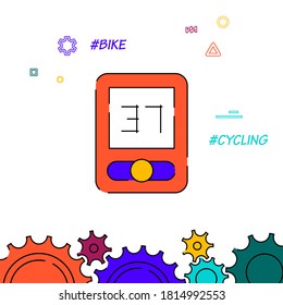 Bike Computer gefüllt Linie Vektorsymbol, einfache Illustration, verwandte untere Grenze.