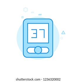 Bike Computer Flat Vector Icon. Bicycle Accessory Symbol, Pictogram, Sign. Light Flat Style. Blue Monochrome Design. Editable Stroke. Adjust Line Weight. Design with Pixel Perfection.