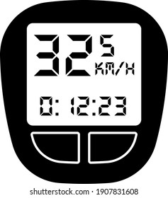 Bike Computer Icon. Black Stencil Design. Vector Illustration.