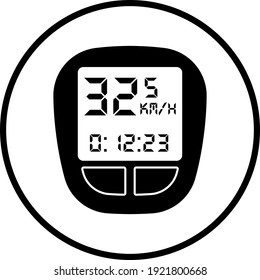 Bike Computer Icon. Thin Circle Stencil Design. Vector Illustration.