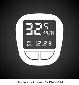 Bike Computer Icon. White on Black Background. Vector Illustration.