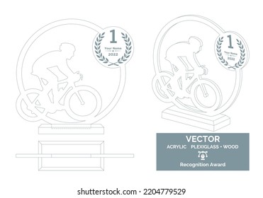 bike contest trophy vector template, Bicycle trophy template, Bike championship recognition award, 