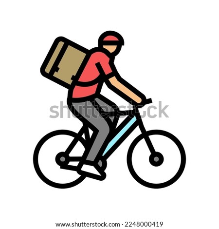bike courier color icon vector. bike courier sign. isolated symbol illustration