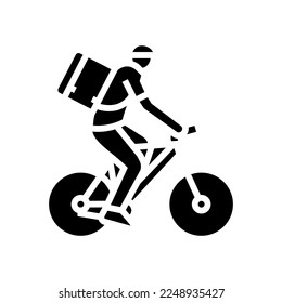 bike courier glyph icon vector. bike courier sign. isolated symbol illustration