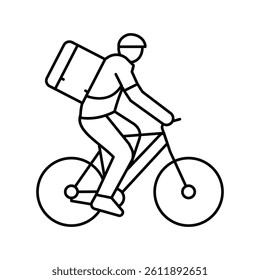 bike courier line icon vector. bike courier sign. isolated contour symbol black illustration