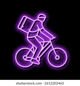 bike courier neon light sign vector. bike courier sign. isolated symbol illustration