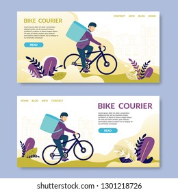 Bike Courier.Read. Happy young man electric bike. Bicycle messengers found central business districts of metropolitan areas. Bicycle travel less subject to unexpected holdups city traffic jams.