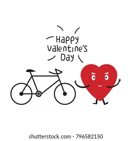 bike cycle with heart cartoon. Valentines day