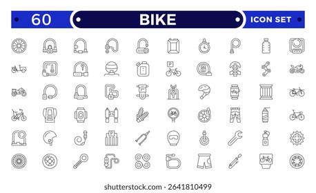 Bike and Cycling Outline Icons – Minimal Sport and Travel Symbol Pack.
