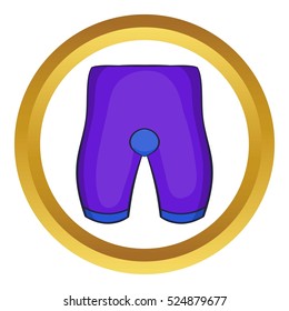 Bike cycling shorts vector icon in golden circle, cartoon style isolated on white background