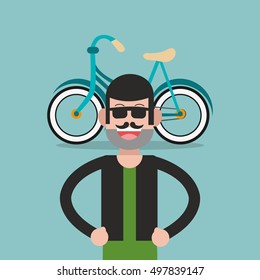 bike and cyclist icons image 