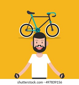 bike and cyclist icons image 