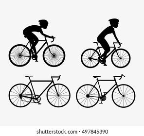 bike and cyclist icons image 