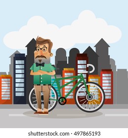 bike and cyclist icons image 