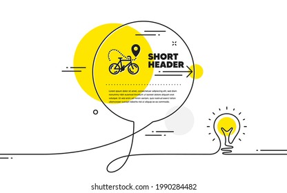Bike delivery icon. Continuous line idea chat bubble banner. Contactless order sign. Package delivery symbol. Bike delivery icon in chat message. Talk comment light bulb background. Vector