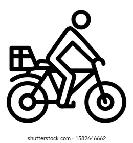 Bike delivery icon. Outline bike delivery vector icon for web design isolated on white background