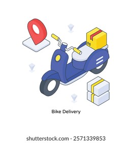 Bike Delivery isometric Colored illustration. EPS File stock illustration