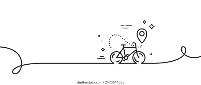 Bike delivery line icon. Continuous one line with curl. Contactless order sign. Package delivery symbol. Bike delivery single outline ribbon. Loop curve pattern. Vector