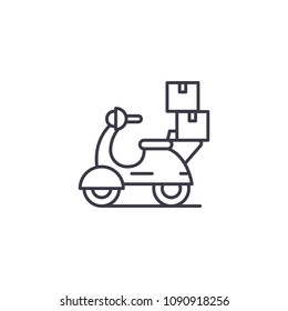 Bike delivery linear icon concept. Bike delivery line vector sign, symbol, illustration.