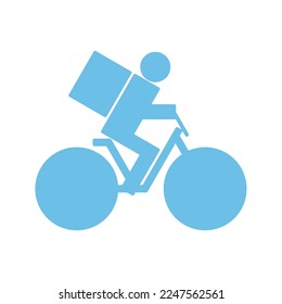 Bike delivery order logo. Vector icon design. Blue isolated illustration.