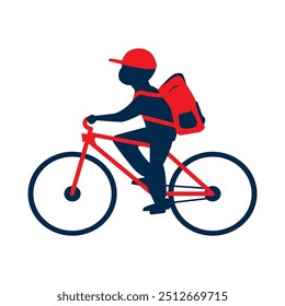 bike delivery transport with man and backpack in flat design