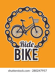 Bike design over orange background, vector illustration.