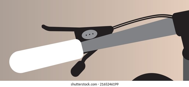 Bike Details, Close-up. Flat Vector Stock Illustration. Concept Of Sport, There Are No People. Steering Wheel, Mountain Bike Gear Shifters