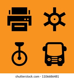 bike, device, computer and skill icons set. Vector illustration for web and design