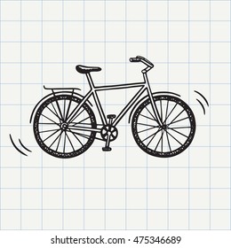 Bike Doodle Icon. Hand Drawn Sketch In Vector