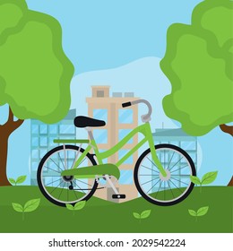 bike eco transport with cityscape