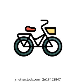 Bicicleta. Icono de Vector editable, coloreado con trazo delineado.