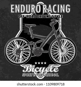 Bike emblem with grunge elements. The text and the bicycle are located on separate layers. Cracks and abrasions can be disabled.
