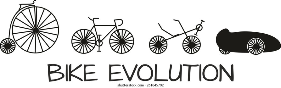 Bike evolution: Velocipede, bike, recumbent bike, velomobile