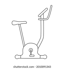 Icono de contorno vectorial de ejercicio de bicicleta. Velosimulador de ilustración vectorial sobre fondo blanco. Icono de ilustración de contorno aislado de la bicicleta de fitness.