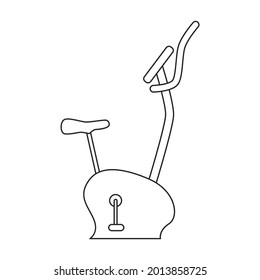 Icono de contorno vectorial de ejercicio de bicicleta. Velosimulador de ilustración vectorial sobre fondo blanco. Icono de ilustración de contorno aislado de la bicicleta de fitness.